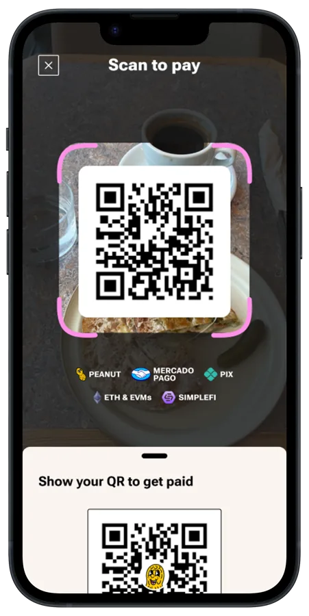 Peanut scanner reading a QR code